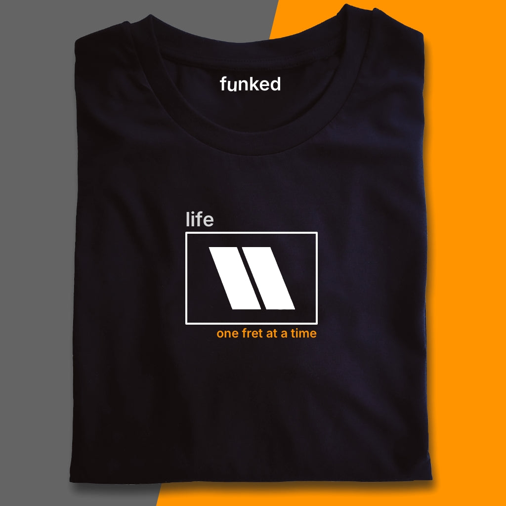 Guitar Shirt Gift For Guitarists. Life One Fret at a Time Single Fret Shirt